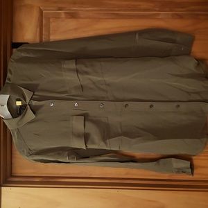 Banana Republic, army green top, 100% silk.  Size S